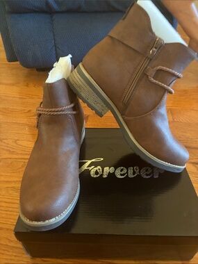 Forever Tan and Braided Strap Ankle Boots